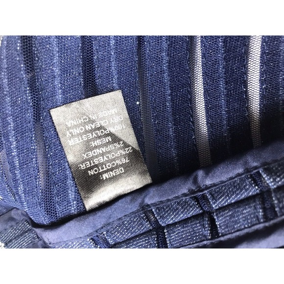 $290 Cynthia Rowley Indigo Denim Mesh Top 2 XS Blue Beaded V Neck Cocktail - Picture 8 of 8
